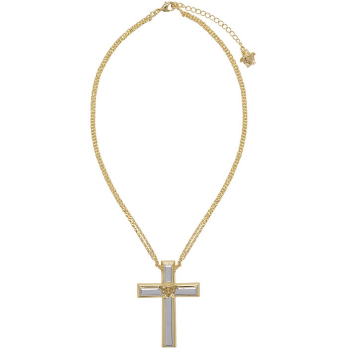 Photo: Versace Gold and Silver Cross Necklace