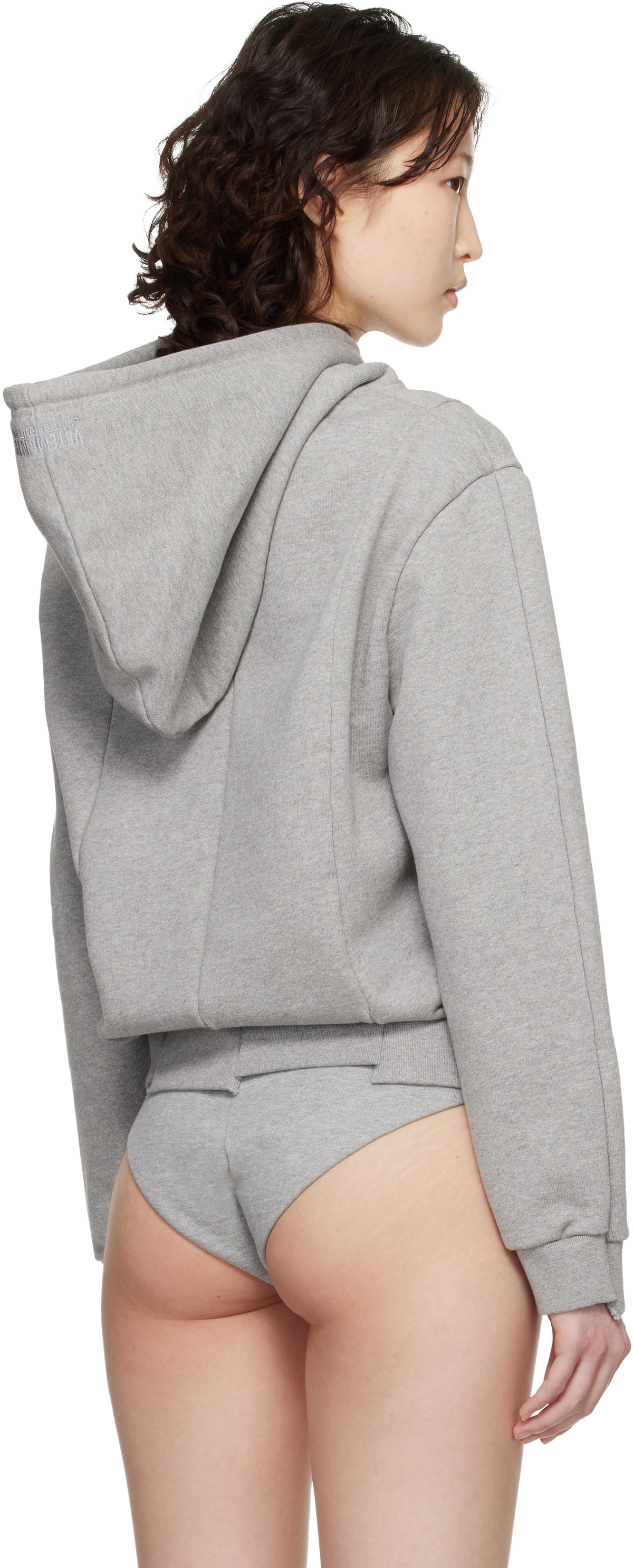 VETEMENTS Gray Cut Up Logo Fitted Hoodie