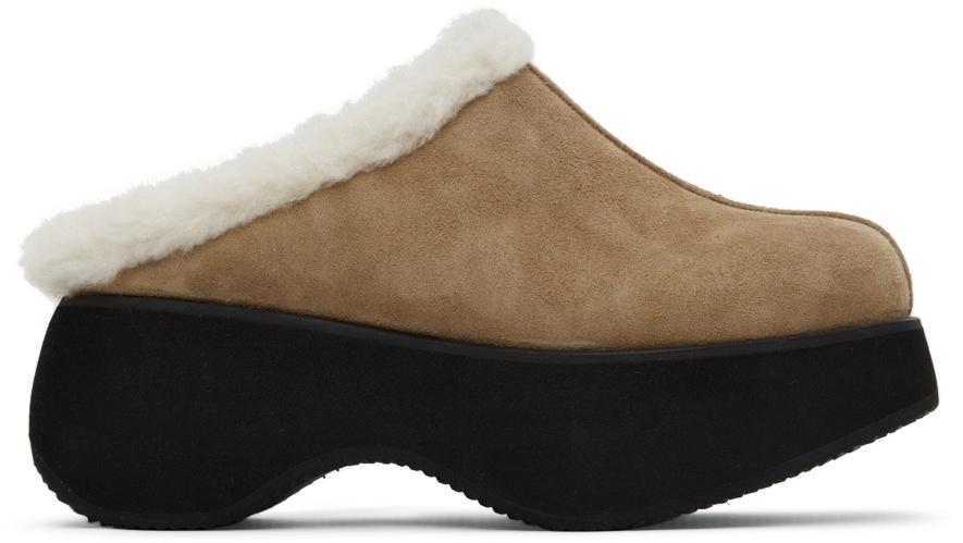 flat mule fishnet beige lambskin