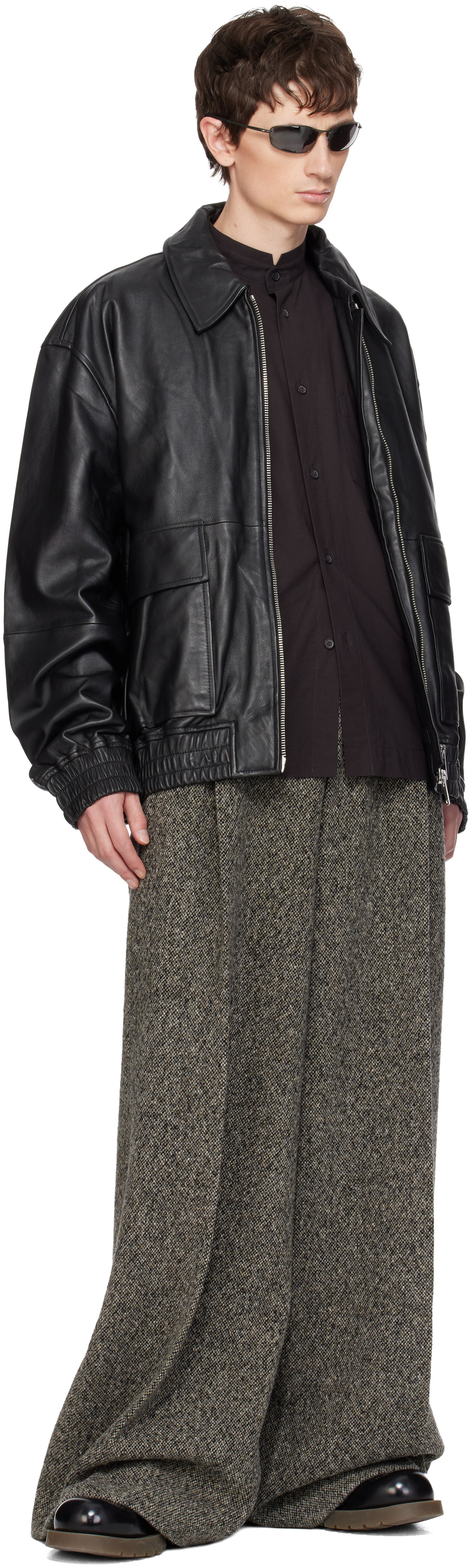 Studio Nicholson Black Piston Leather Jacket