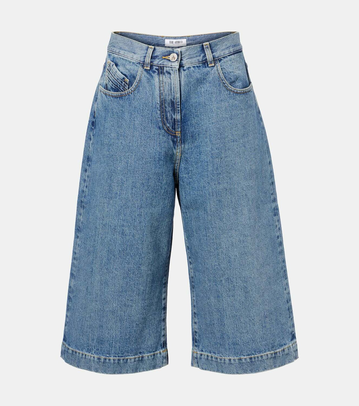 The Attico Denim wide-leg Bermuda shorts