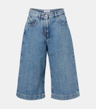 The Attico Denim wide-leg Bermuda shorts