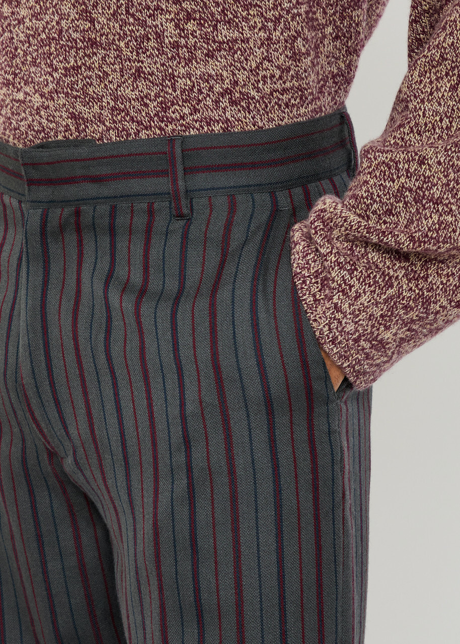 The Elder Statesman Stripe Slacker Straight-leg Wool and Cashmere-blend Trousers Dark Grey