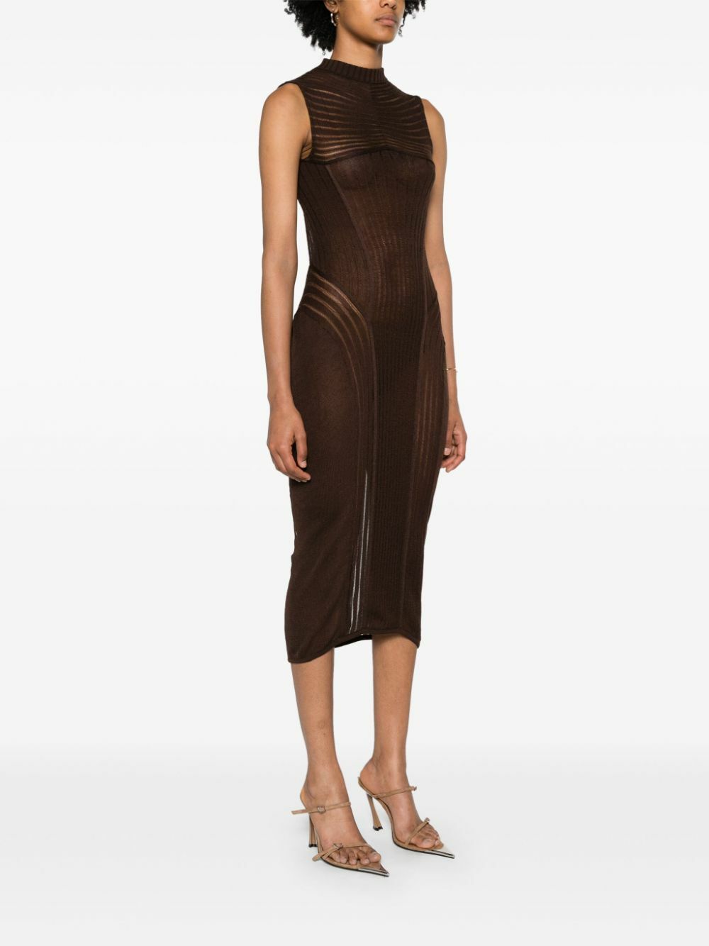 Isa Boulder Brown Sleeveless Knit Dress Isa Boulder Isa Boulder Brown Sleeveless Knit Dress Isa Boulder