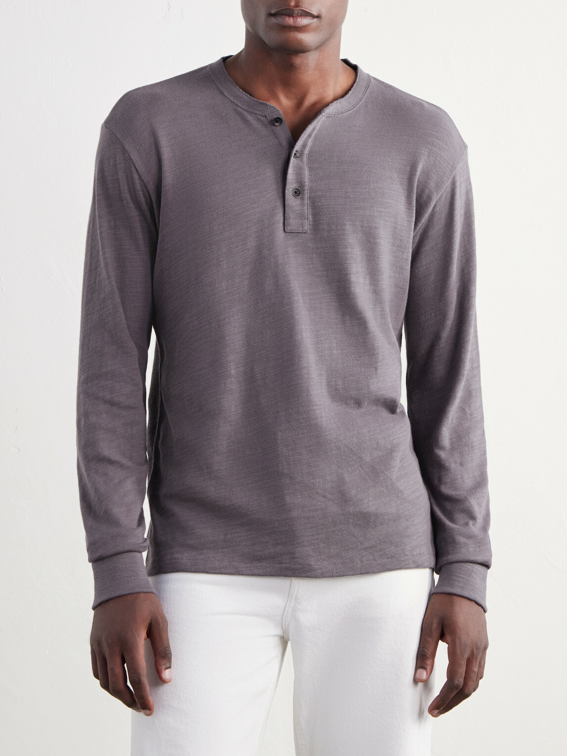 Rag & Bone - Cotton-Jersey Henley T-Shirt - Gray
