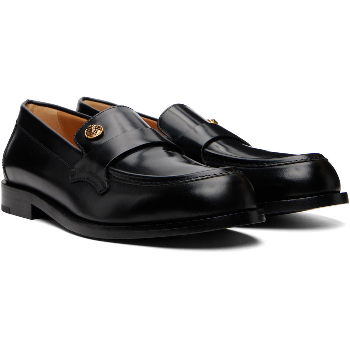 Versace Black Manu Leather Loafers