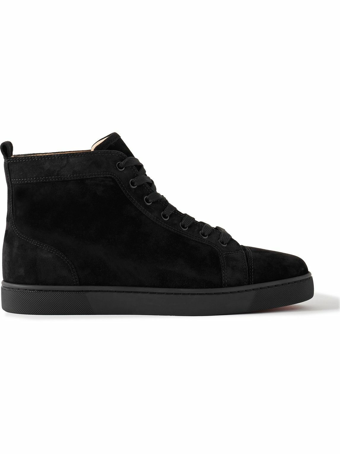 Photo: Christian Louboutin - Louis Logo-Embellished Suede High-Top Sneakers - Black