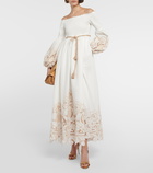 Zimmermann Embroidered off-shoulder cotton midi dress