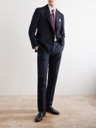 Lardini - Straight-Leg Pleated Striped Wool Trousers - Blue