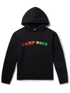CAMP HIGH - Counselor Logo-Print Tie-Dyed Loopback Cotton-Jersey Hoodie - Black