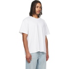 Les Tien White Lightweight Binded Neck Oversized T-shirt