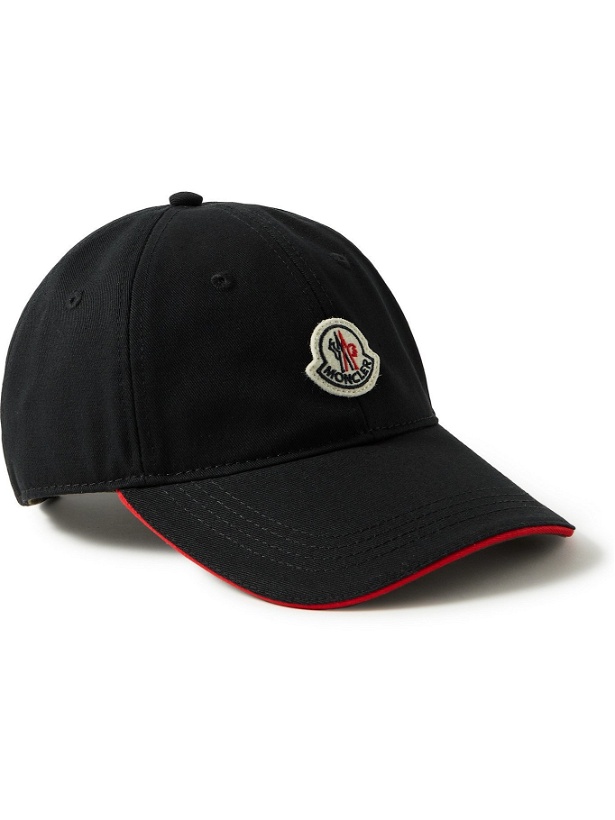 Photo: MONCLER - Logo-Appliquéd Cotton-Twill Baseball Cap - Black