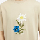 Drole de Monsieur Men's Drôle de Monsieur Embroidered Flower T-Shirt in Natural Beige