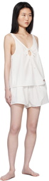 Deiji Studios White U Shape Cotton Tank Top & Shorts Set