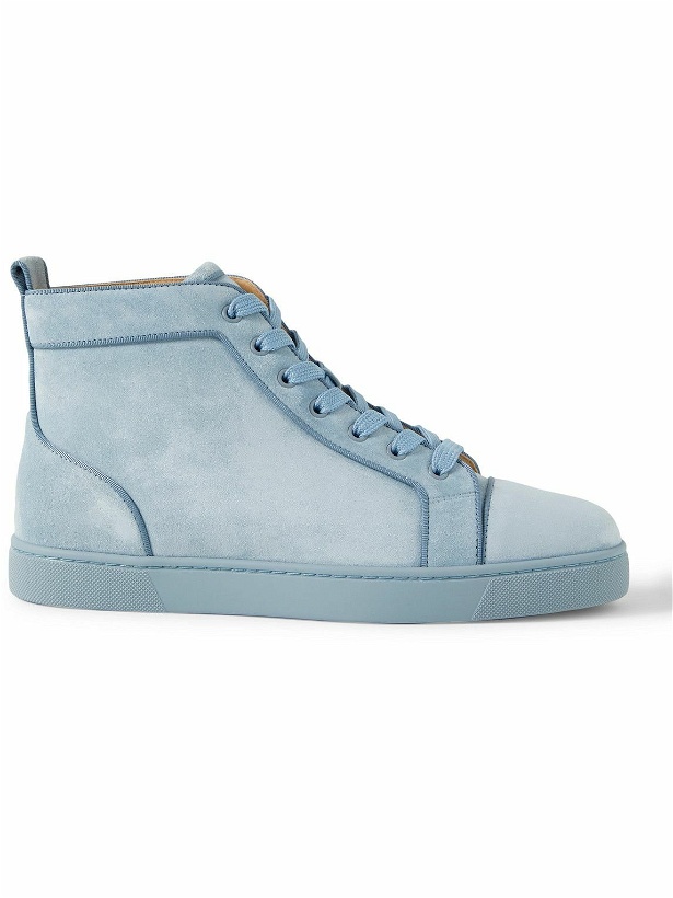 Photo: Christian Louboutin - Louis Orlato Grosgrain-Trimmed Suede High-Top Sneakers - Blue