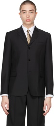Burberry Black Mohair Tailored Relaxed Fit Blazer