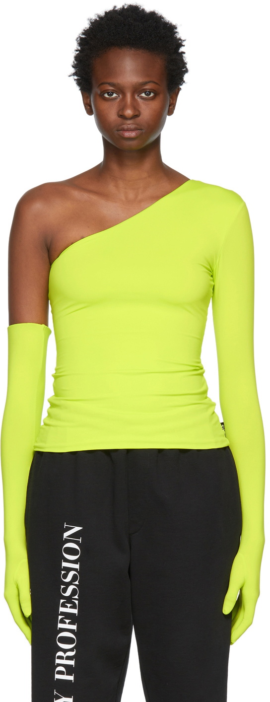 Neon yellow sales one shoulder top