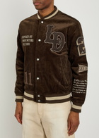 Les Deux Quilted Appliquéd Corduroy Varsity Jacket Bronze