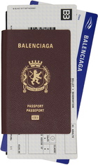 Balenciaga Burgundy Passport Long 2 Tickets Wallet