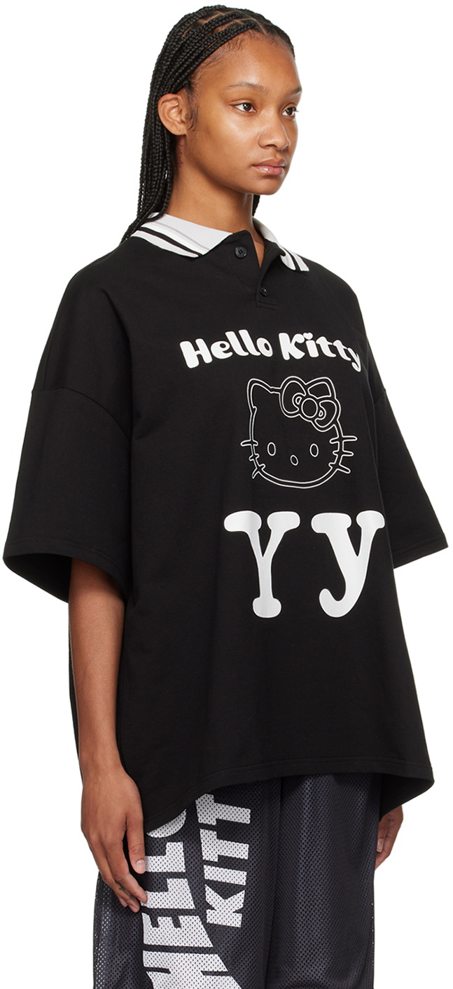 Tシャツ・カットソー Open Yy x Hello Kitty Collared T-Shirt Black HELLO KITTY X YY COLLARED T-SHIRT, BLACK