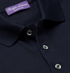 Ralph Lauren Purple Label - Slim-Fit Embroidered Cotton-Piqué Polo Shirt - Navy