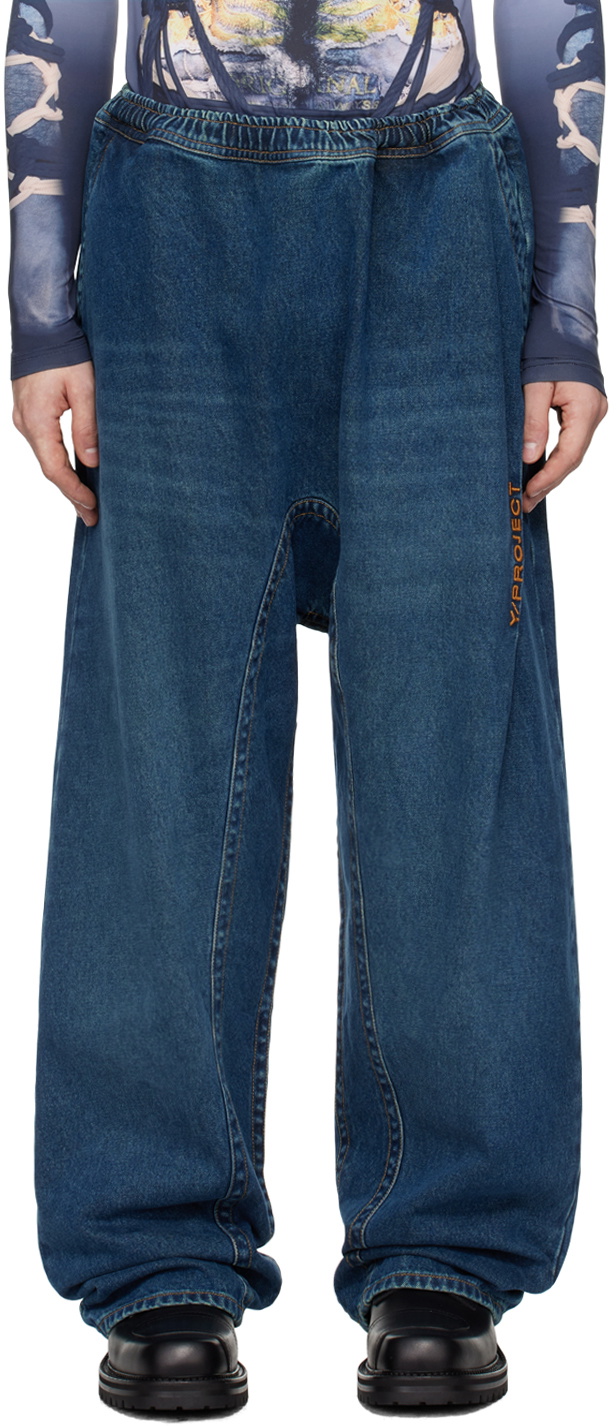 Y/Project Blue Pinched Logo Souffle Jeans Y/Project