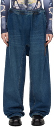 Y/Project Blue Pinched Logo Souffle Jeans