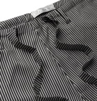 UMIT BENAN B - Wide-Leg Striped Silk Drawstring Trousers - Black