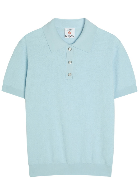 Photo: Casablanca Logo-monogrammed Cotton-blend Polo Shirt Light Blue