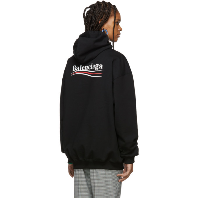 【関税&送料込】Balenciaga Black Zip Hoodie Political Campai BALENCIAGA - Political Campaign Cotton Hoodie Balenciaga