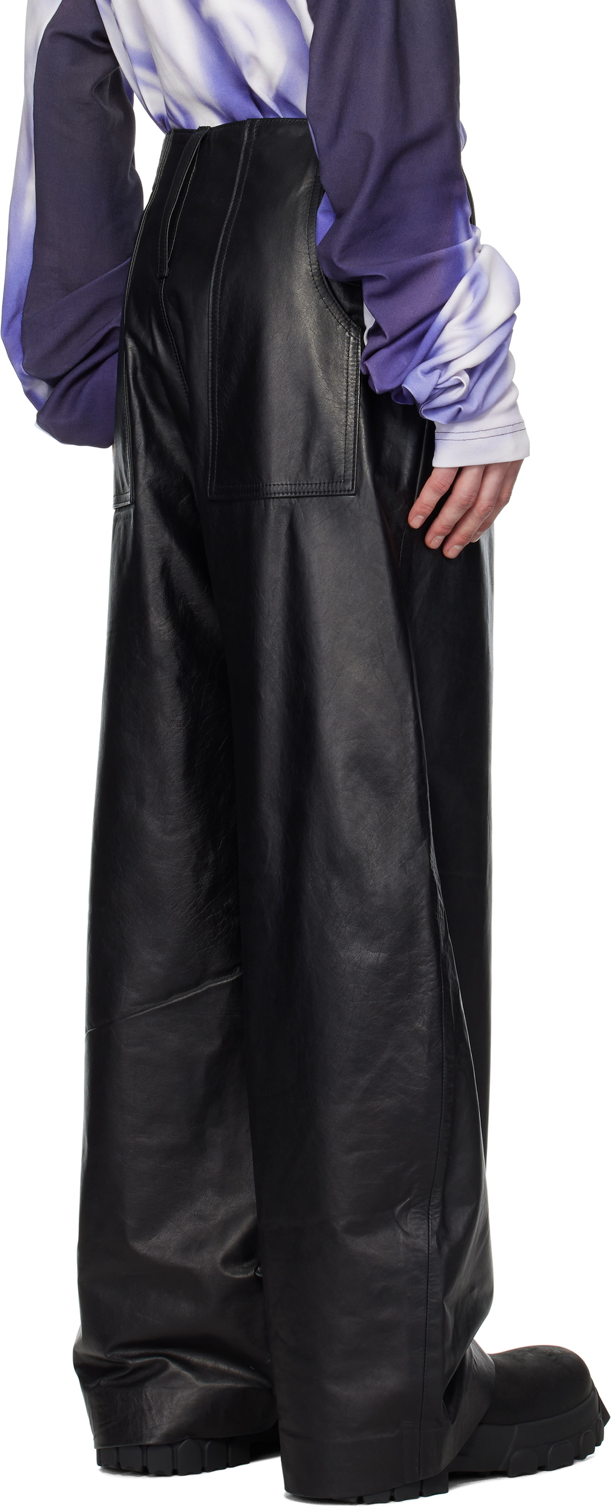 Gerrit Jacob SSENSE Exclusive Black & Gray Hand-Airbrushed Leather Pants