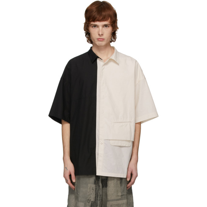 Ziggy Chen Black and Off-White Combo Short Sleeve Shirt