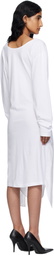 Pushbutton White Movable Collar Wrap Midi Dress