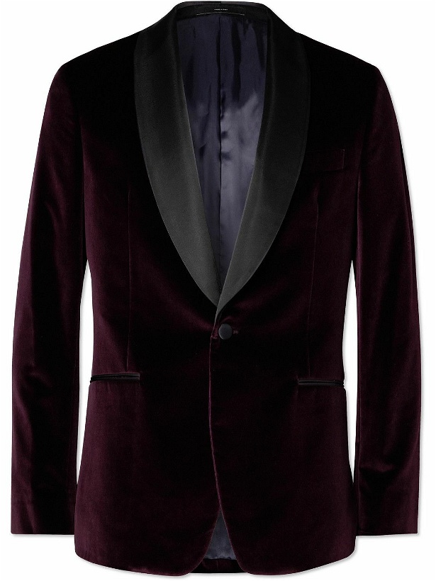 Photo: Paul Smith - Shawl-Collar Satin-Trimmed Cotton-Velvet Tuxedo Jacket - Purple