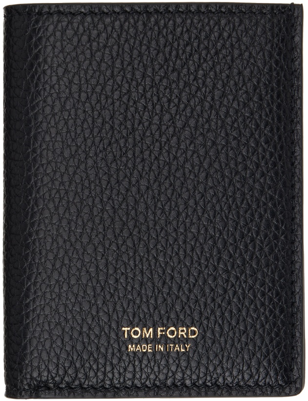 Photo: TOM FORD Black Grain Leather Folding Card Holder