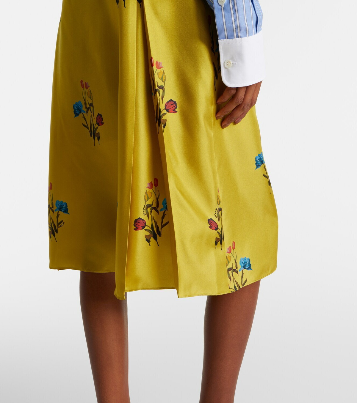 Marni Floral silk midi skirt