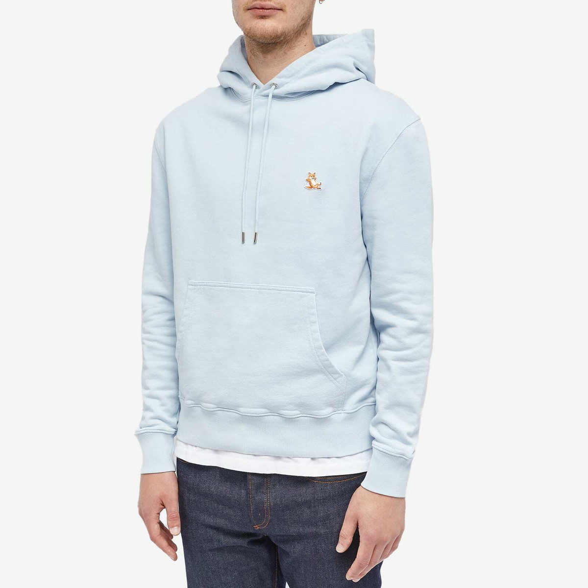 Maison Kitsuné Men's Chillax Fox Patch Regular Hoodie in Sky Blue