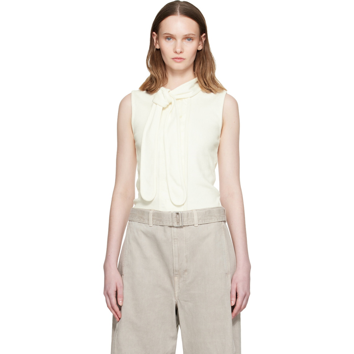 LEMAIRE Off-White Asymmetrical Fitted Tank Top