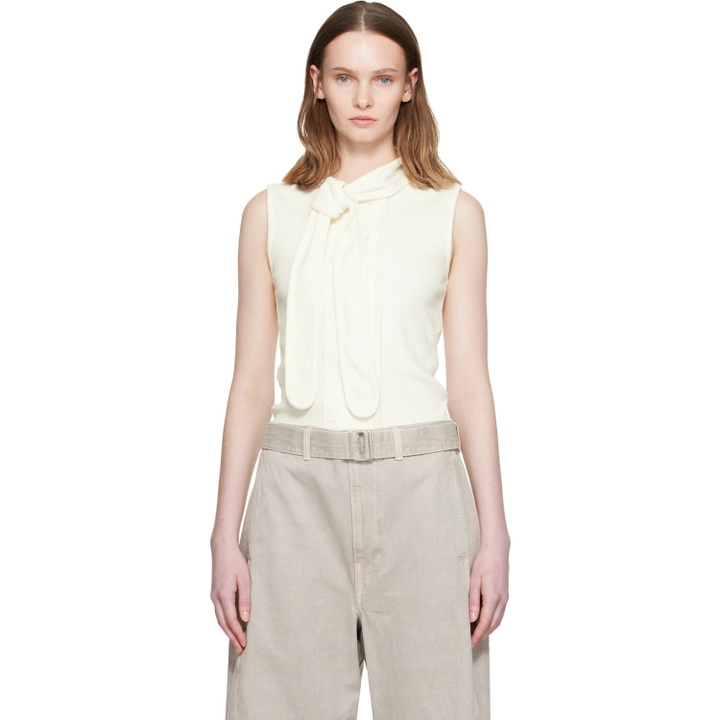 Photo: LEMAIRE Off-White Asymmetrical Fitted Tank Top