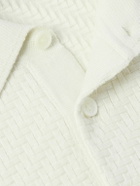Brioni - Basketweave Cotton, Silk and Cashmere-Blend Polo Shirt - White