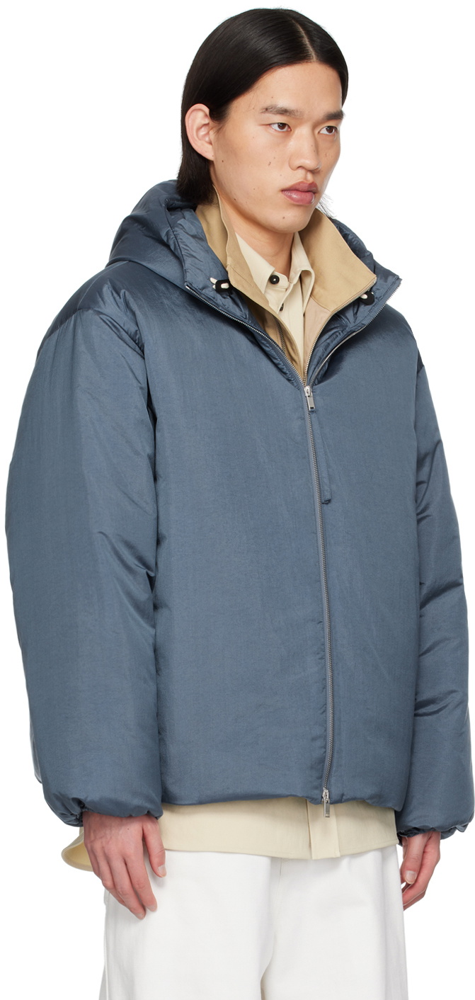 Jil Sander Blue Hooded Down Jacket Jil Sander