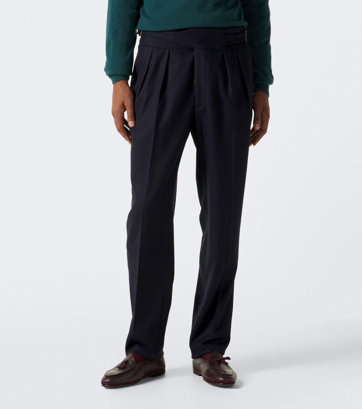 Rubinacci Pleated virgin wool tapered pants