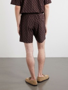 Frescobol Carioca - Augusto Cotton and Linen-Blend Jacquard Terry Shorts - Brown