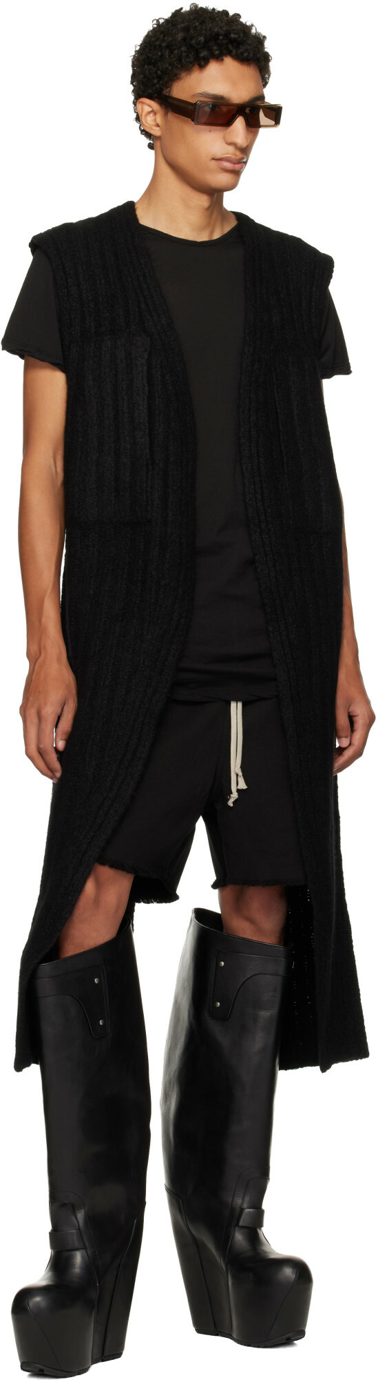 Rick Owens Black Tower Lab Vest Cardigan