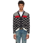 Gucci Navy Wool Striped GG Cardigan