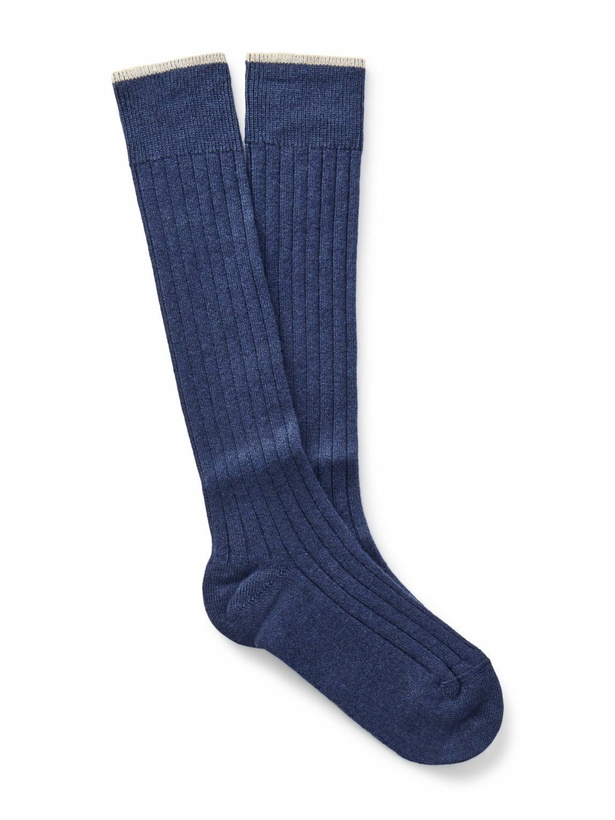 Photo: Brunello Cucinelli - Ribbed Cashmere Socks - Blue
