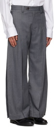 NULLUS Gray Accordion Pleats Tailored Trousers