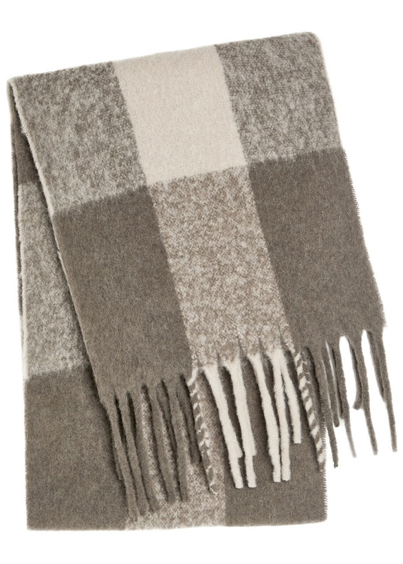 Photo: Eileen Fisher Boucle Cloud Checked Alpaca-blend Scarf - Brown - One Size