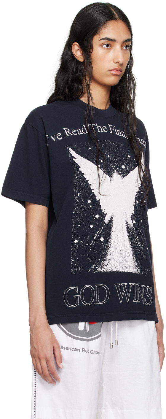 Online Ceramics Navy 'God Wins' T-Shirt