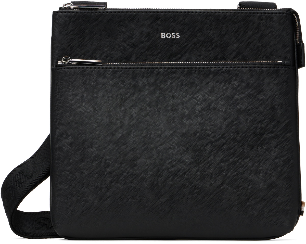 BOSS ボス★ブラック ラージ レザー バッグ BOSS - Faux-leather backpack with signature details - Black
